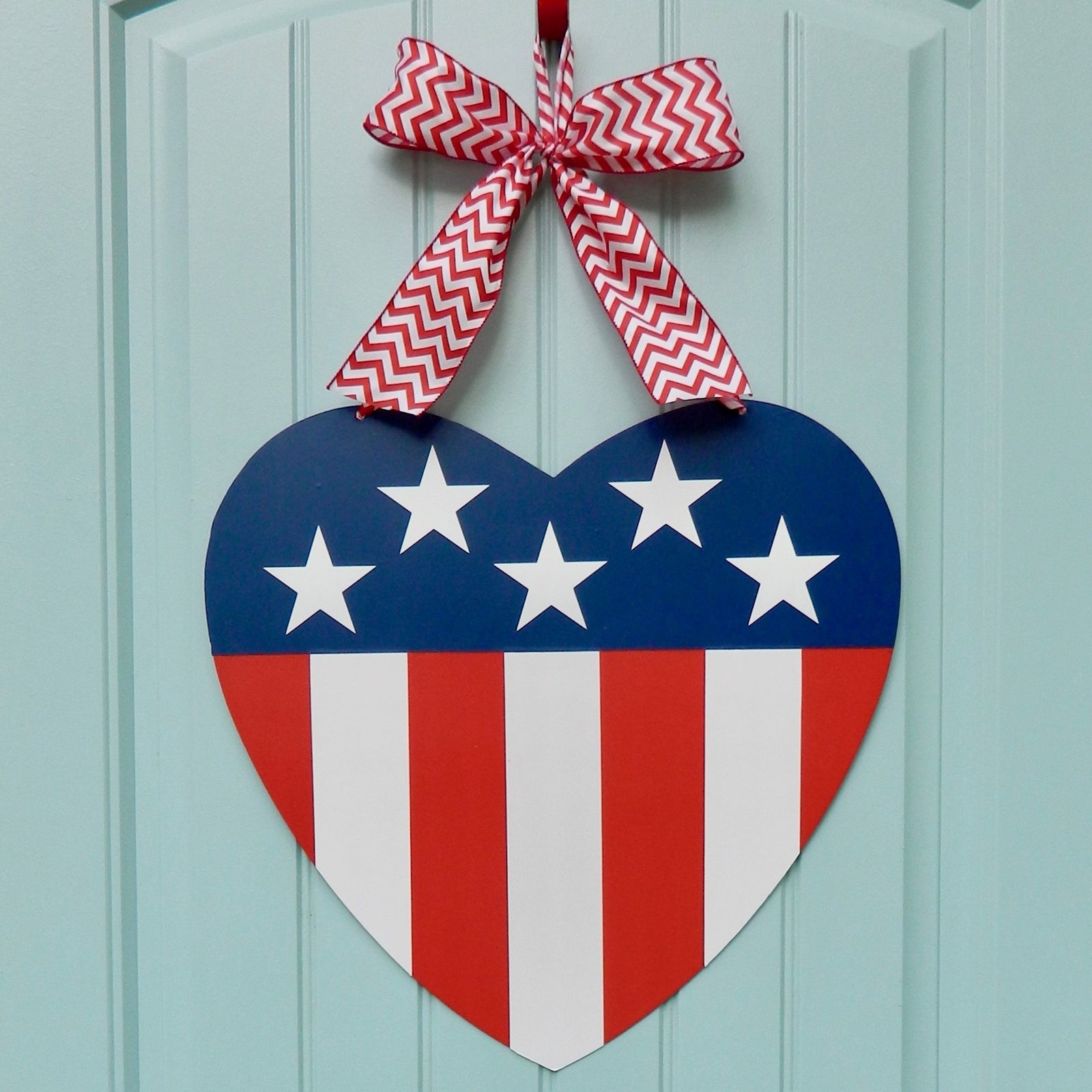 American Flag Heart Door Hanger