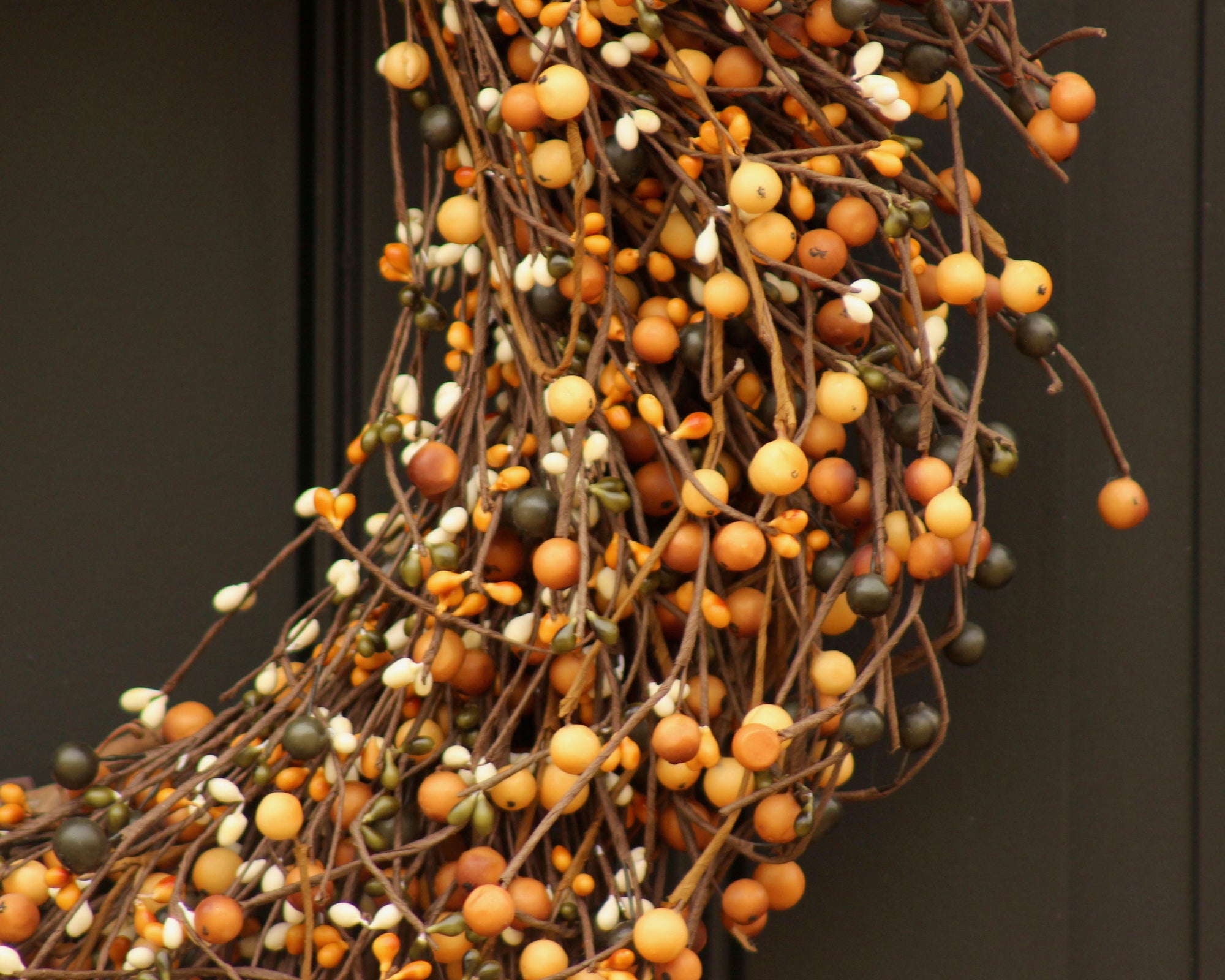 Brown, Cream, & Green Berry Wreath with Bow