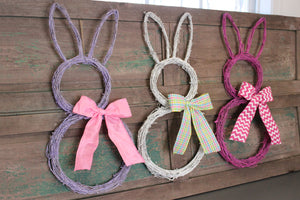 Colored Bunny Easter Wreath with Bow