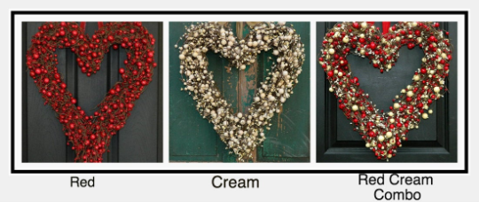 Red and Cream Valentine Heart Wreath