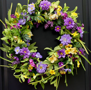 Purple & Yellow Floral Wreath