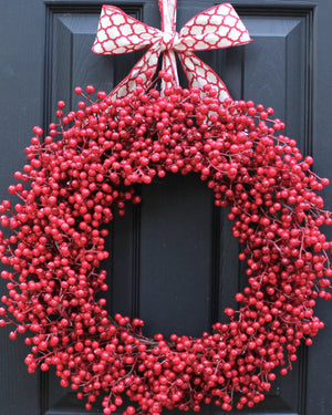 Red Waterproof Wreath with Bow