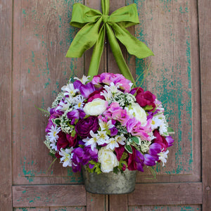 Purple Flower Pail Door Hanger