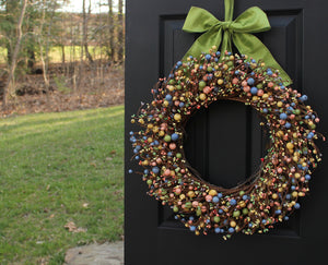 Mixed Spring Combo Berry Wreath with Bow