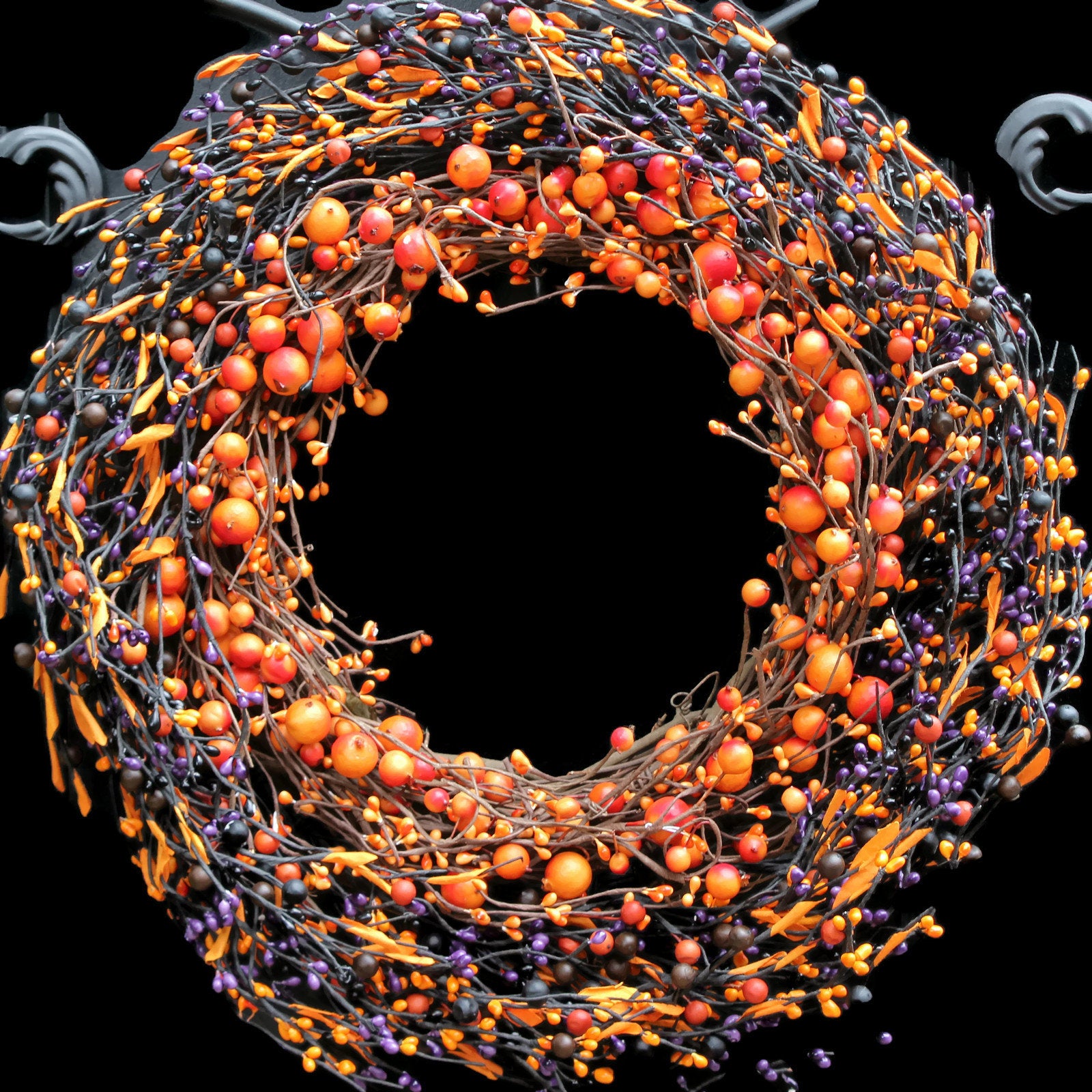 Orange and Purple Two Tone Halloween Wreath