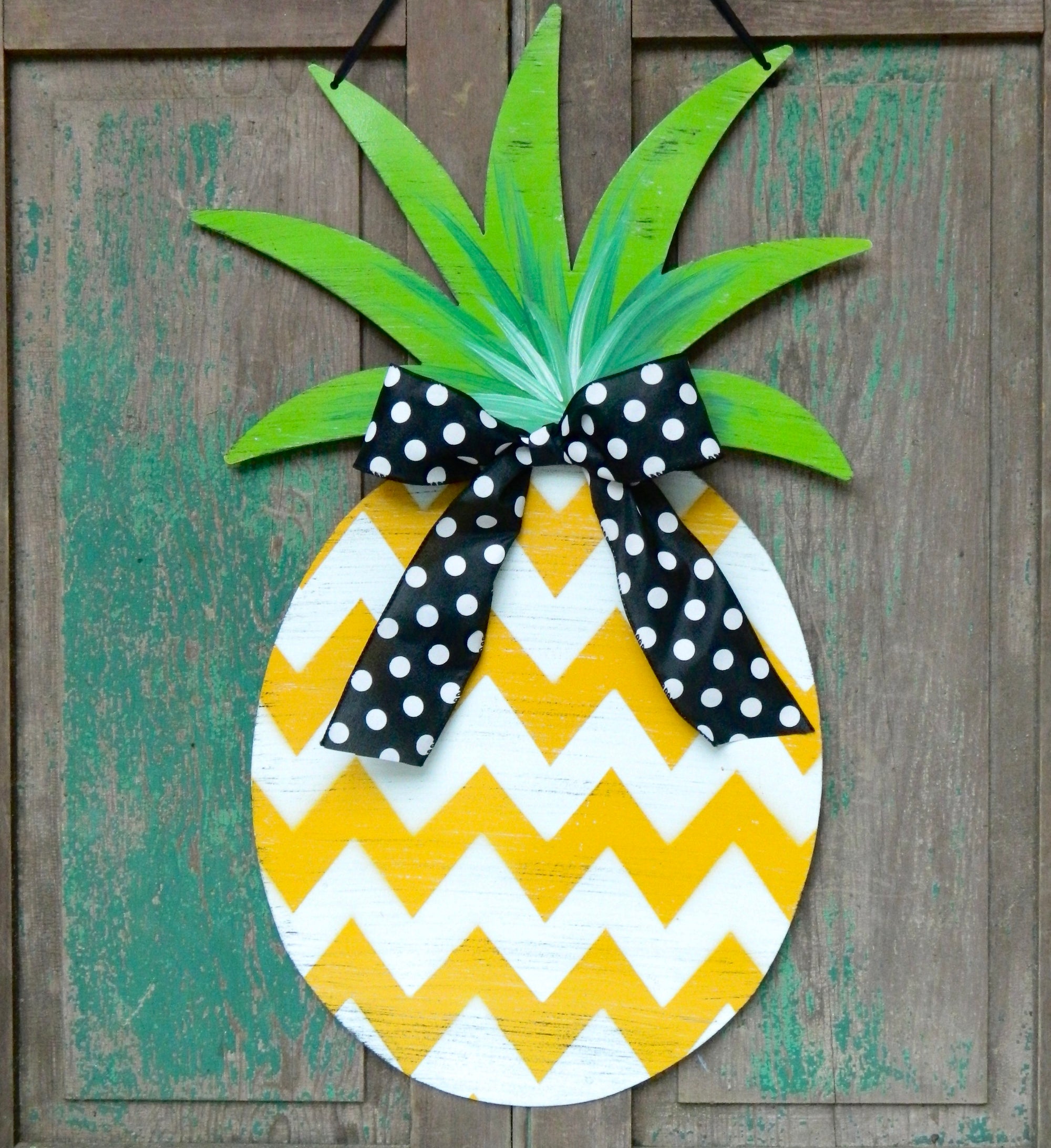 Pineapple Door Wreath - Pineapple Door Hanger - Pineapple Hospitality Wreath - Chevron Door Hanger