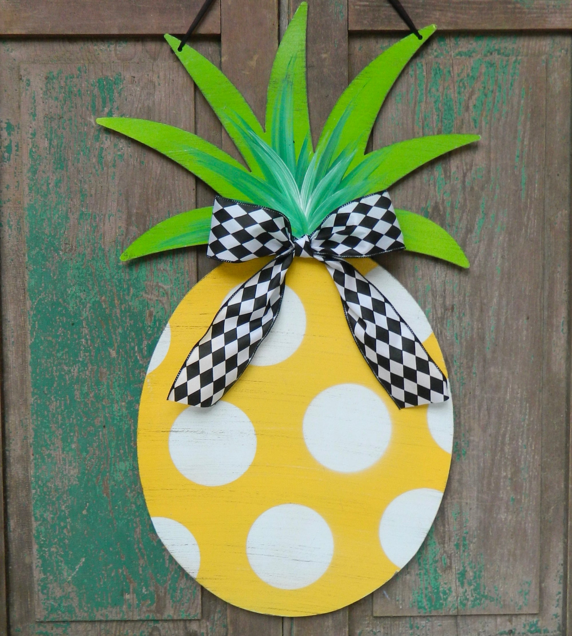 Pineapple Door Wreath - Pineapple Door Hanger - Pineapple Hospitality Wreath - Chevron Door Hanger