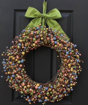 Mixed Spring Combo Berry Wreath with Bow
