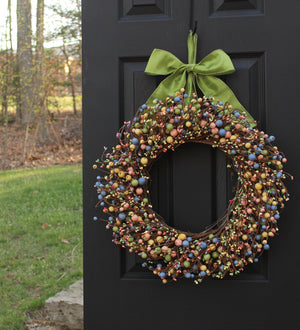 Mixed Spring Combo Berry Wreath with Bow