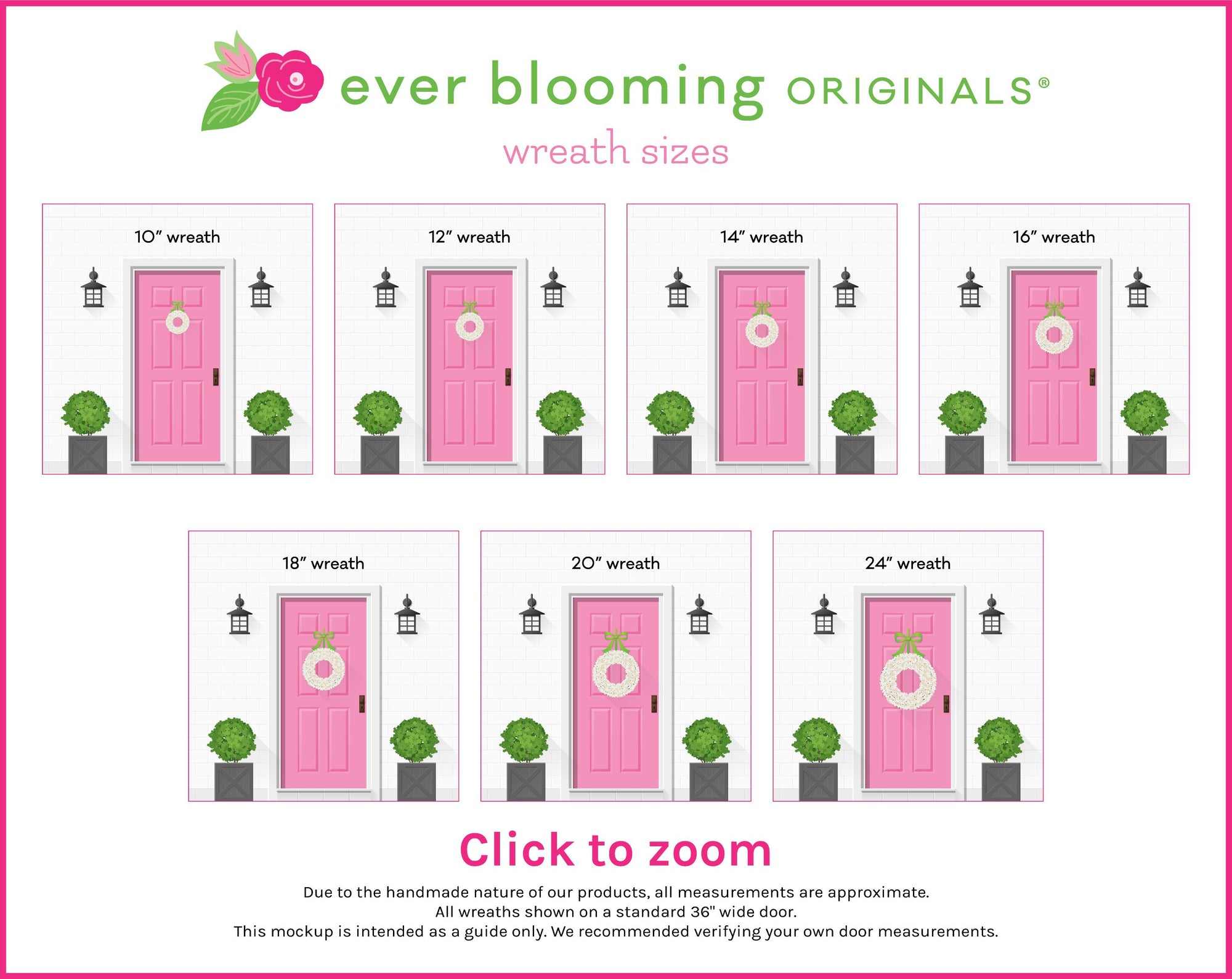 Light Green & Pink Spring Berry Wreath with Small Flowers with Bow