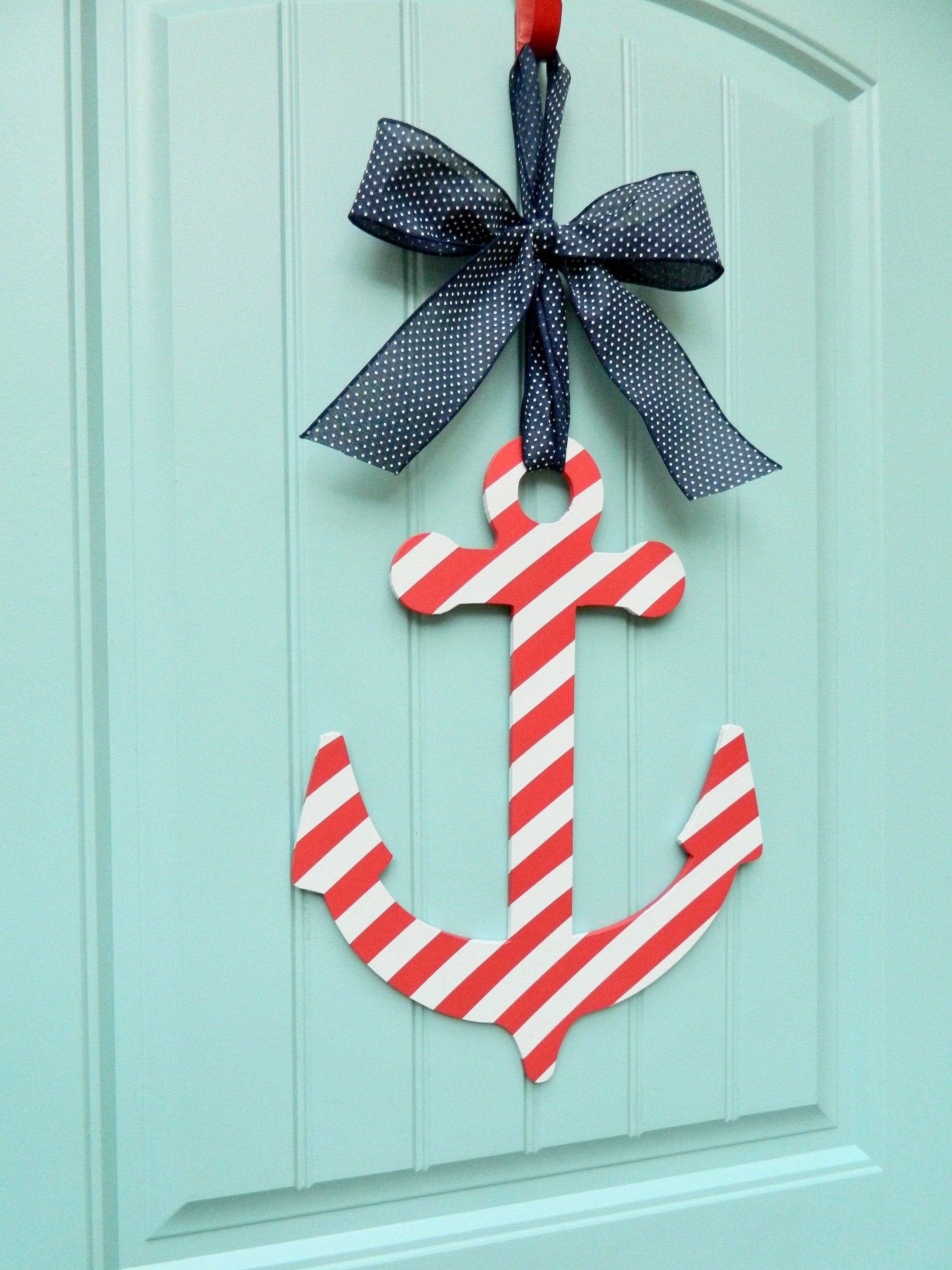 Nautical Striped Anchor Door Hanger