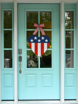 American Flag Heart Door Hanger