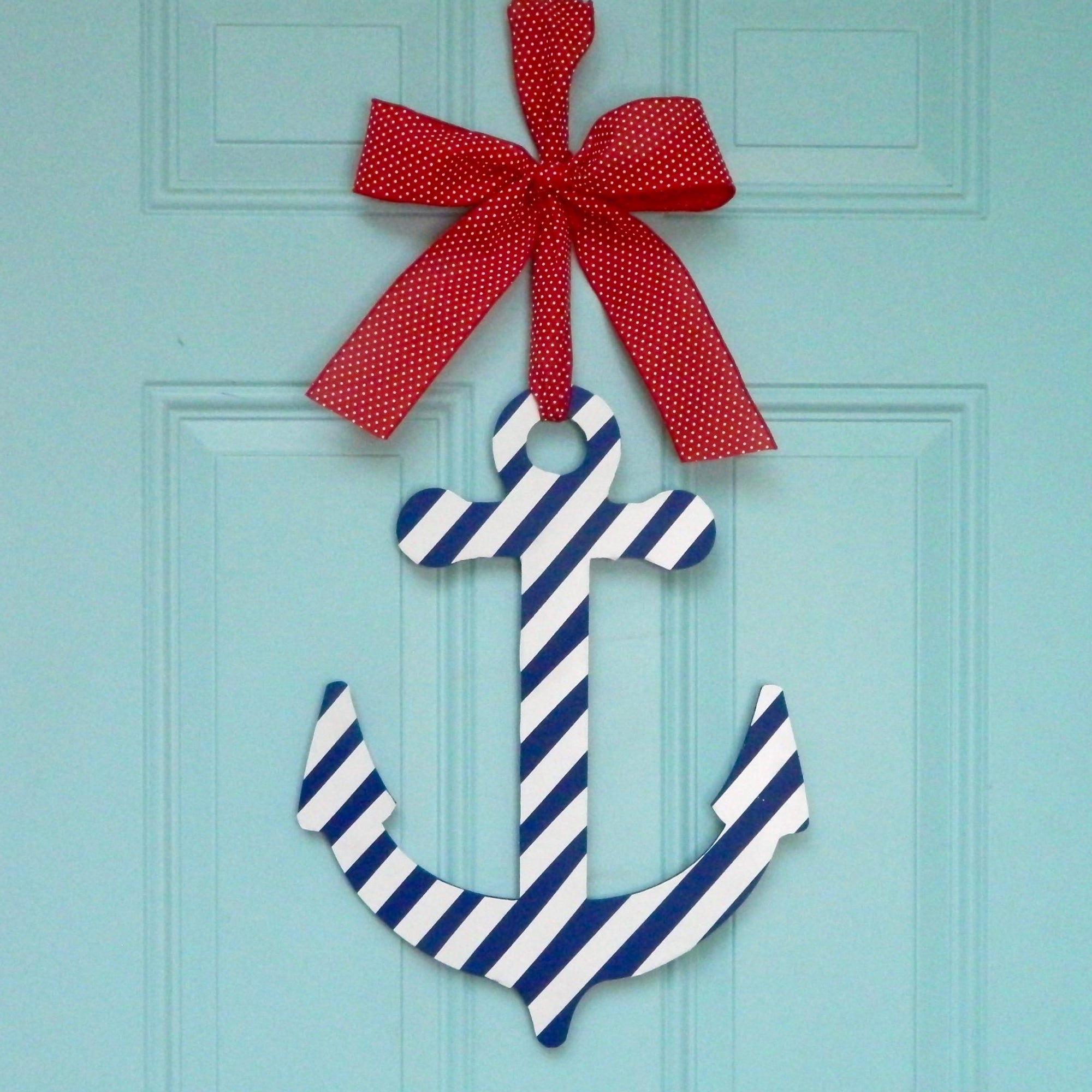 Nautical Striped Anchor Door Hanger