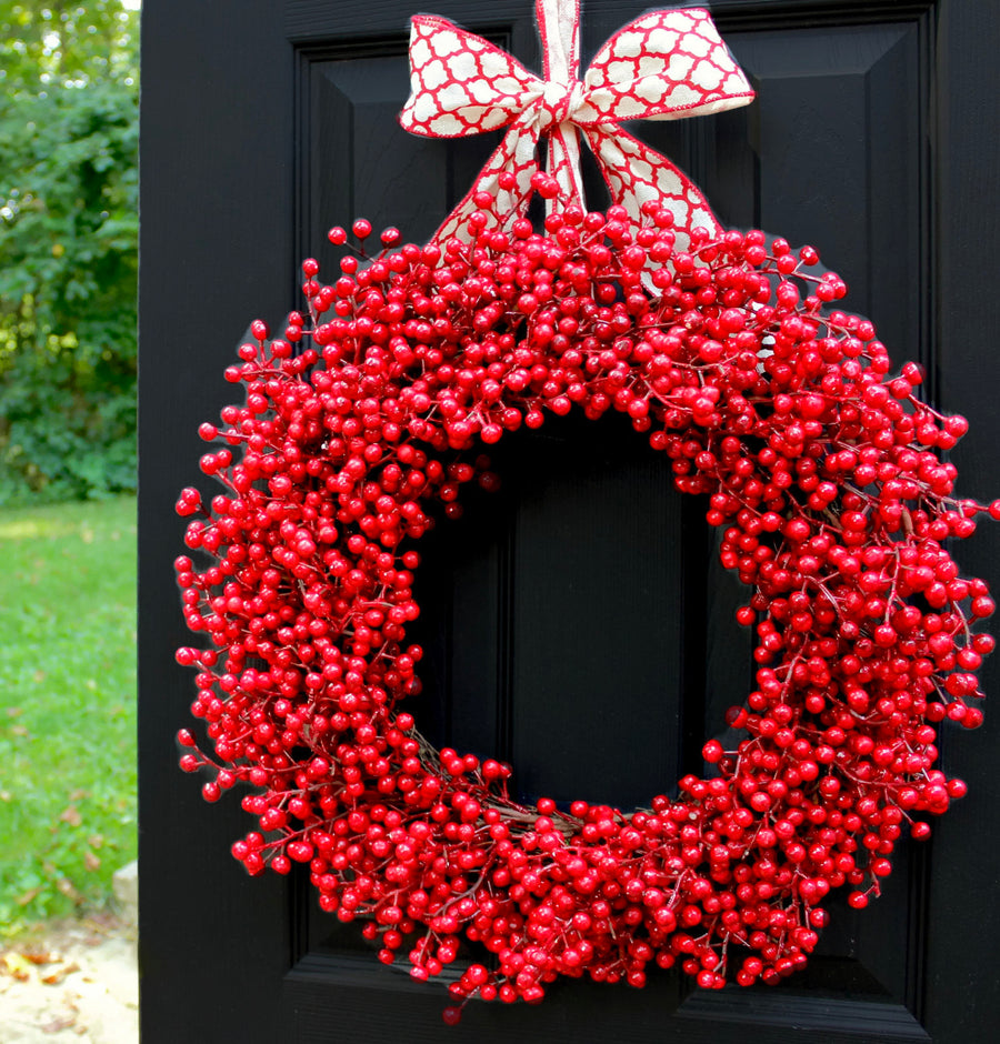 Red Waterproof Wreath with Bow