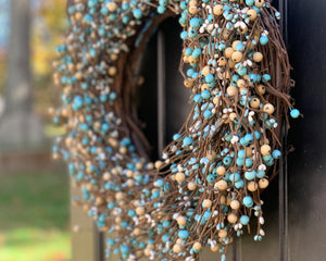 Teal and Cream Wreath with Bow