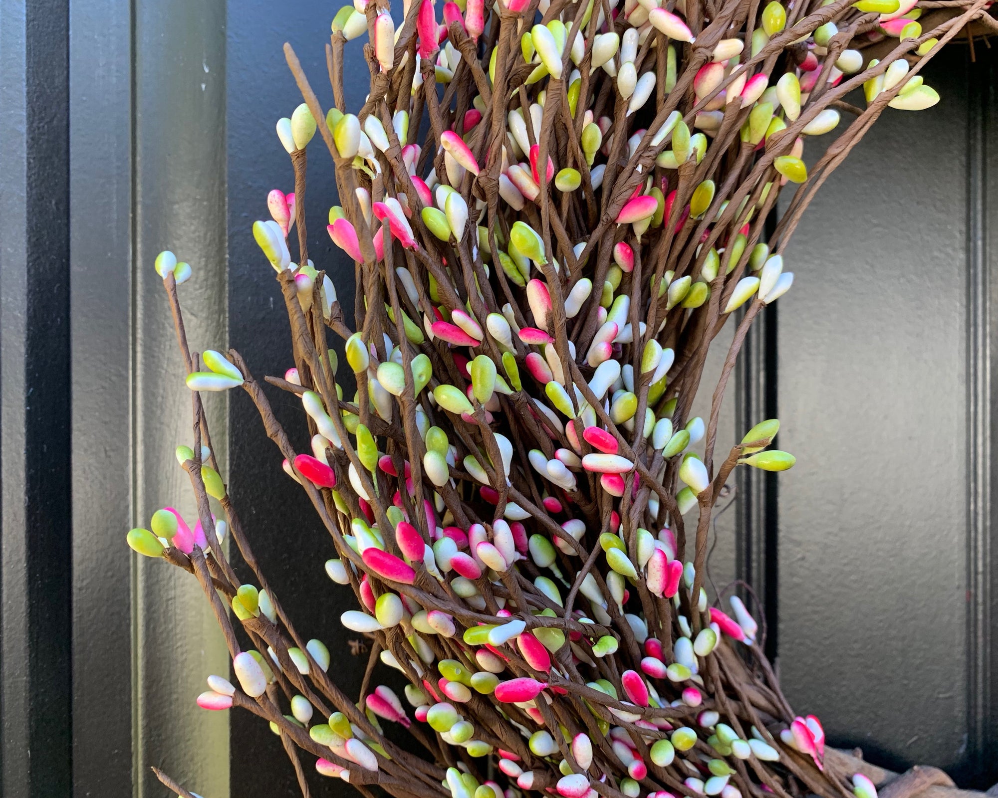 Pink and Green Berry Wreath with Bow