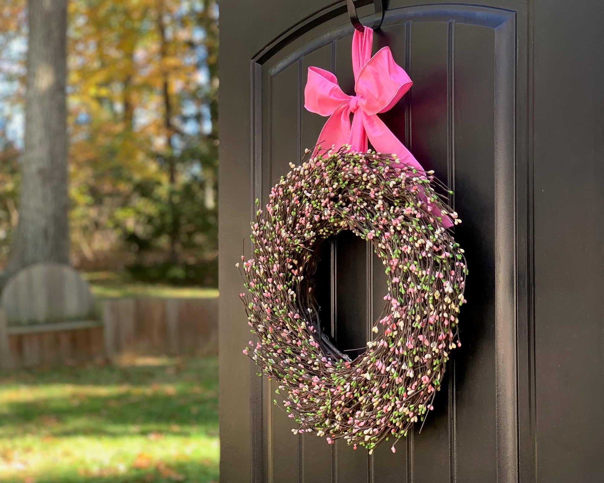 Easter Wreath - Spring Wreath - Pink Green Wreath