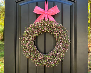 Easter Wreath - Spring Wreath - Pink Green Wreath