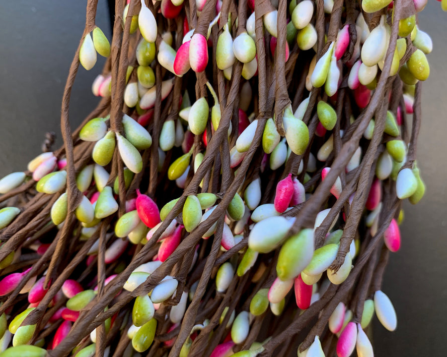 Pink and Green Berry Wreath with Bow