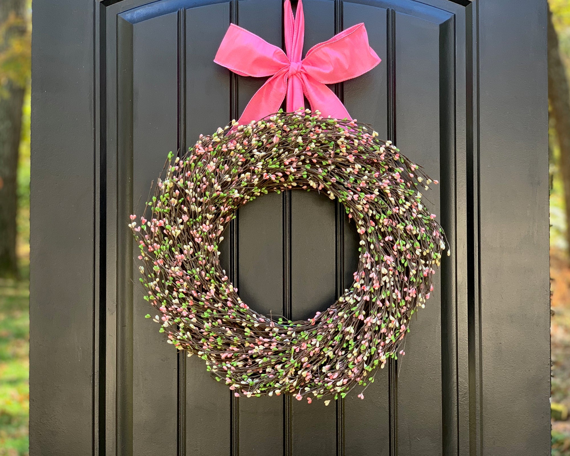Easter Wreath - Spring Wreath - Pink Green Wreath
