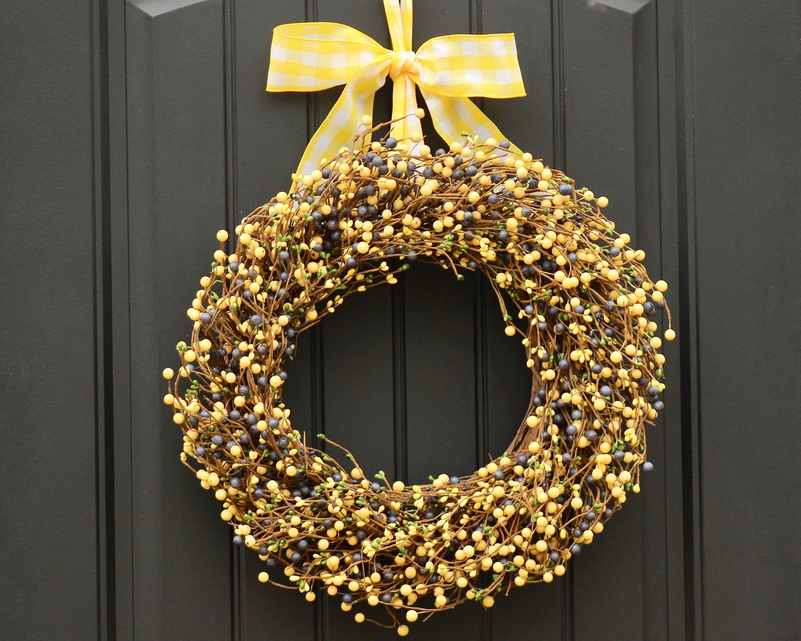 Yellow Blue & Green Berry Wreath
