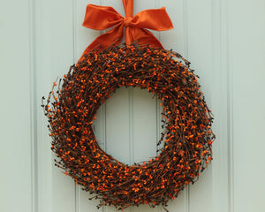 Black & Orange Pip Berry Wreath