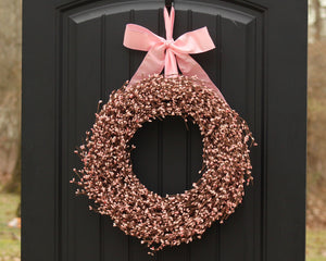 Pink Pip Berry Wreath
