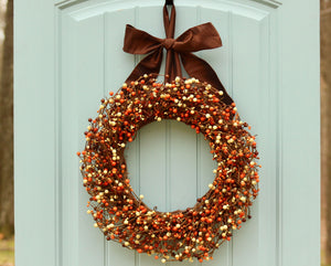 Fall Berry Wreath - Fall Wreath - Autumn Door Wreath - Orange & Brown Berry Wreath