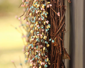 Aqua Yellow Pink Pip Berry Wreath