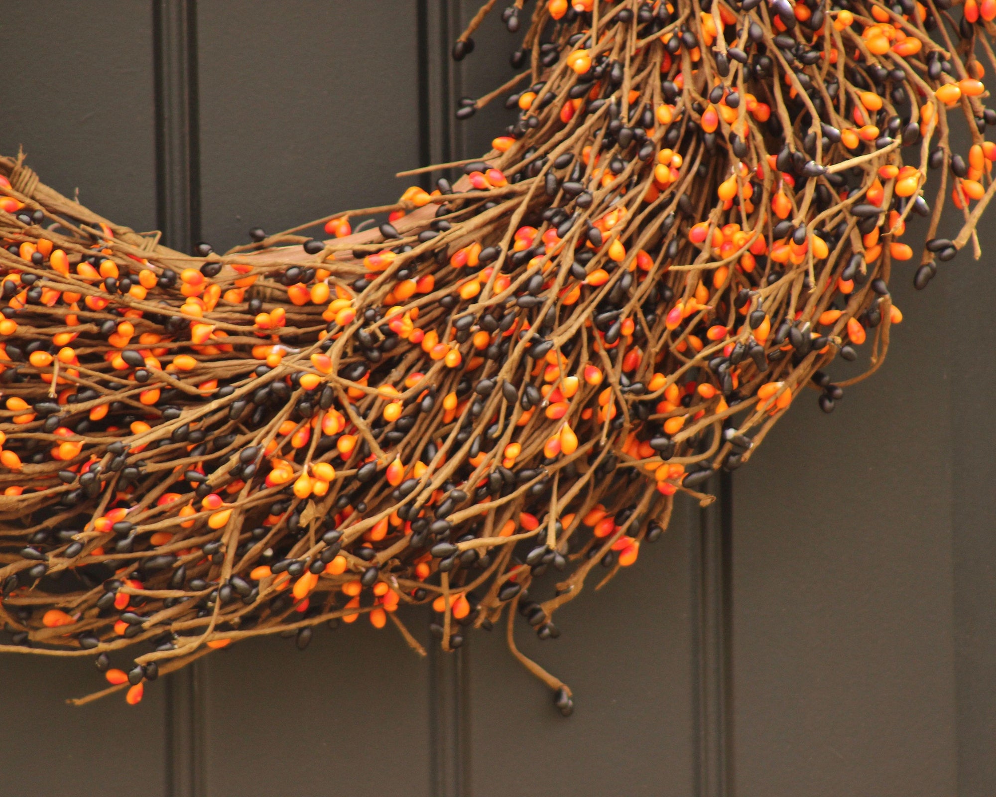 Black & Orange Pip Berry Wreath