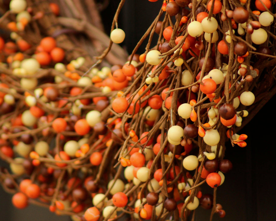 Fall Berry Wreath - Fall Wreath - Autumn Door Wreath - Orange & Brown Berry Wreath