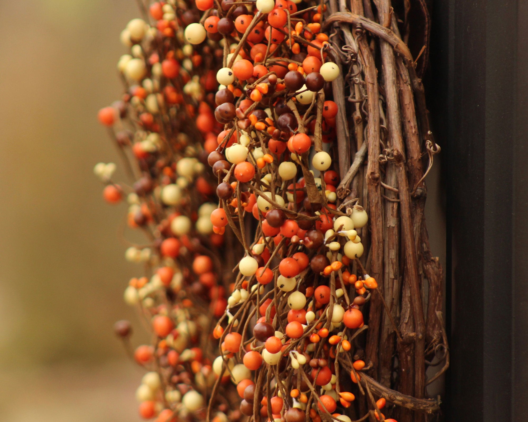 Fall Berry Wreath - Fall Wreath - Autumn Door Wreath - Orange & Brown Berry Wreath