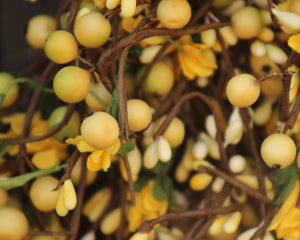 Light Yellow & Light Green Berry Wreath with Flowers