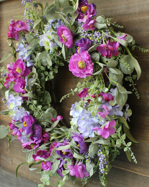 Purple Floral Eucalyptus Wreath