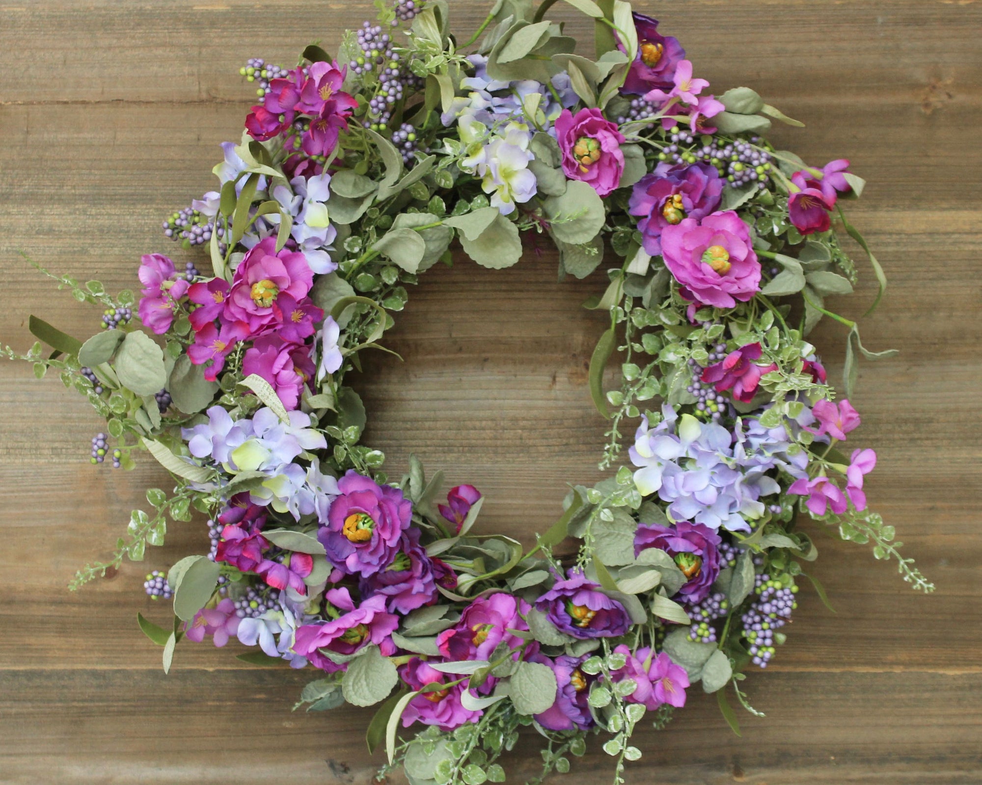 Purple Floral Eucalyptus Wreath