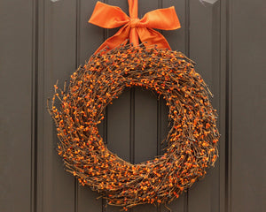Black & Orange Pip Berry Wreath