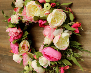 Pink Spring-Summer Floral Wreath