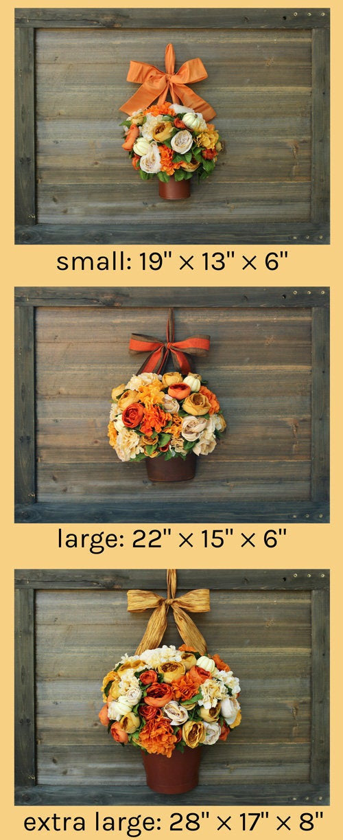 Fall Hydrangea Peony Flower Pail Door Hanger