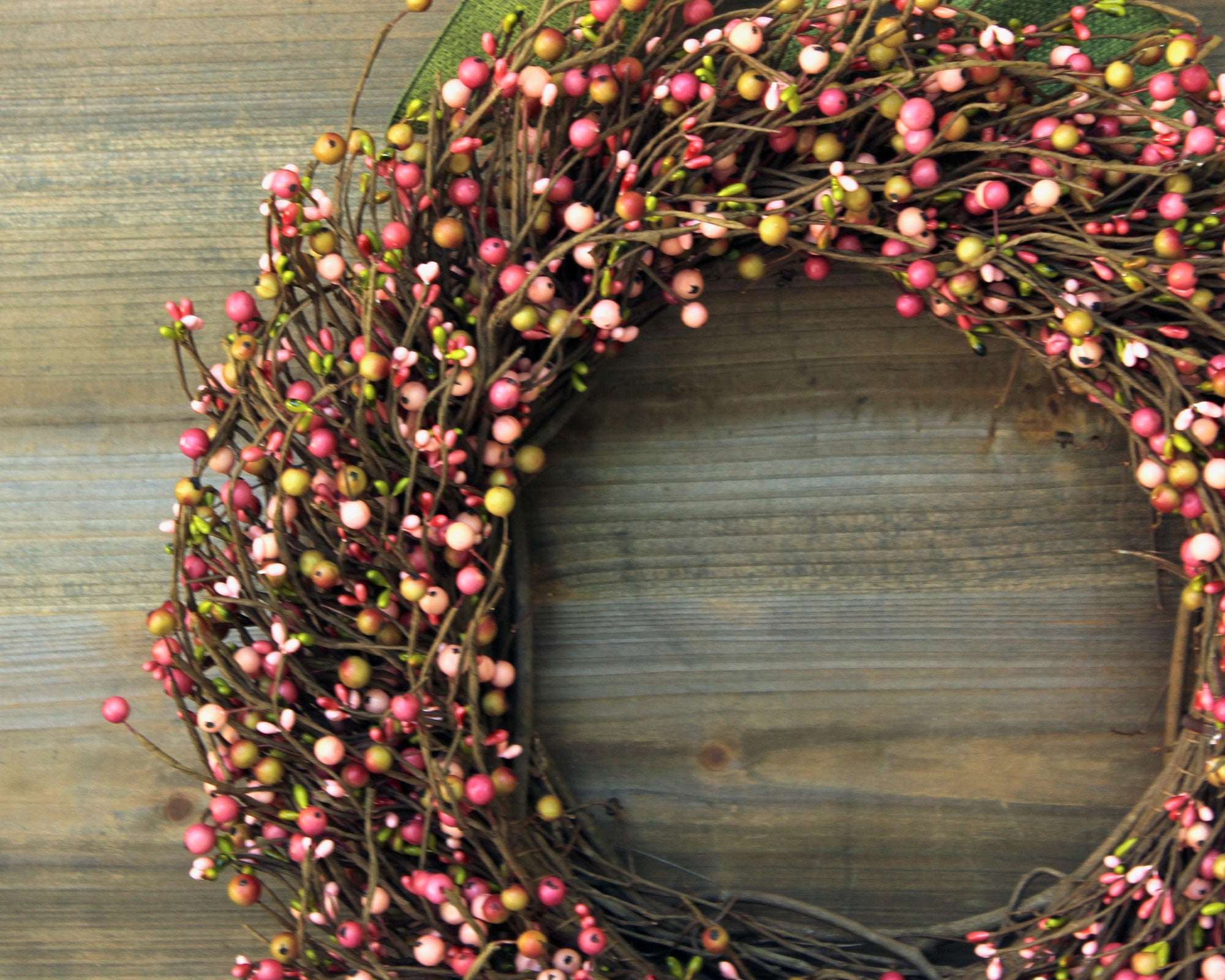 Green and Pink Wreath - Everyday Wreath - Spring Summer or Fall Wreath