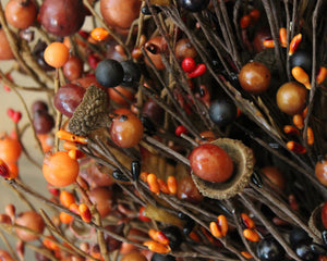 Fall Orange Berry Acorn Wreath with Bow