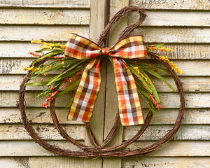 Grapevine Pumpkin Wreath with Florals