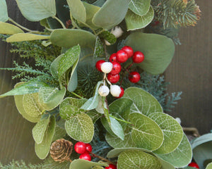 Holiday wreath, Christmas wreath, holiday decor, pine eucalyptus wreath