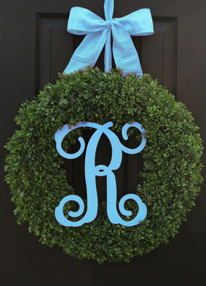 Monogram Boxwood Wreath with Bow