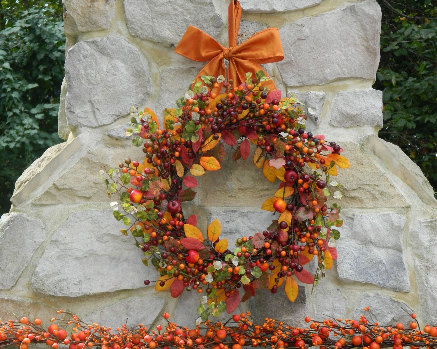 Fall Berry Wreath with Bow