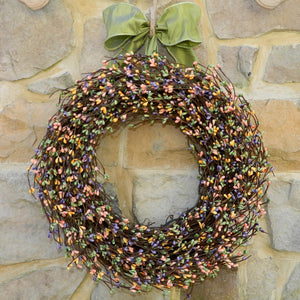 Mixed Spring Pip Berry Wreath with Bow