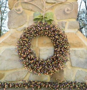 Mixed Spring Pip Berry Wreath with Bow