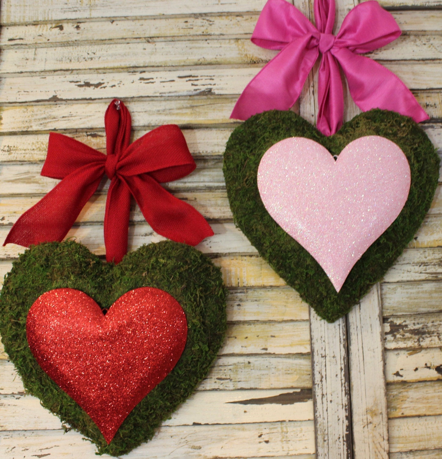 Glitter Moss Heart Door Hanger