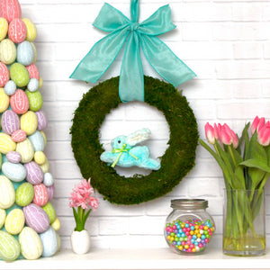 Spring Moss Bunny Wreath Door Hanger