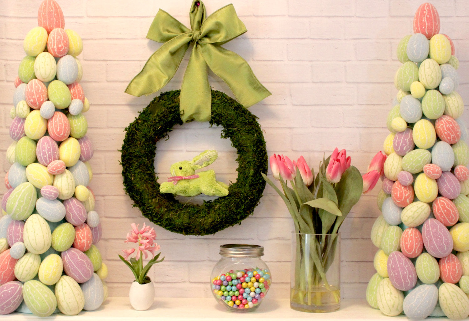 Spring Moss Bunny Wreath Door Hanger