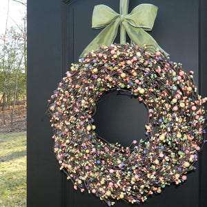 Mixed Spring Berry Wreath with Bow